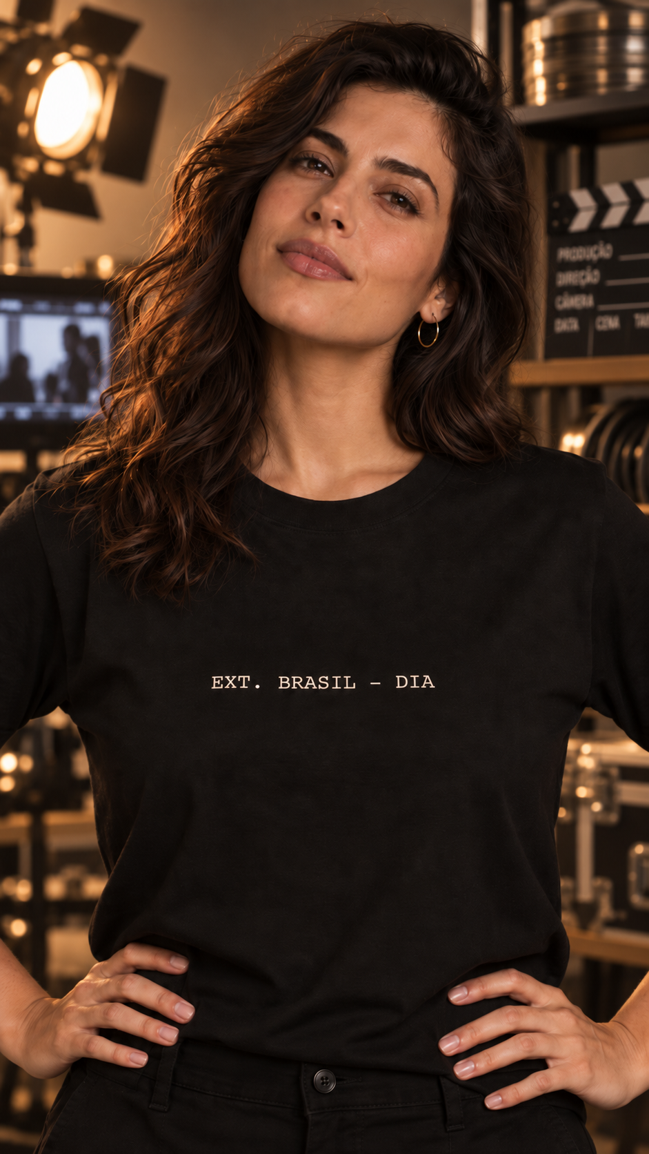 Mulher vestindo camiseta Ext. Brasil — Dia